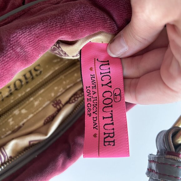 Vintage Y2K Juicy Couture Burgundy Velour Juicy Is For Life Embroidered Bag - Picture 10 of 11